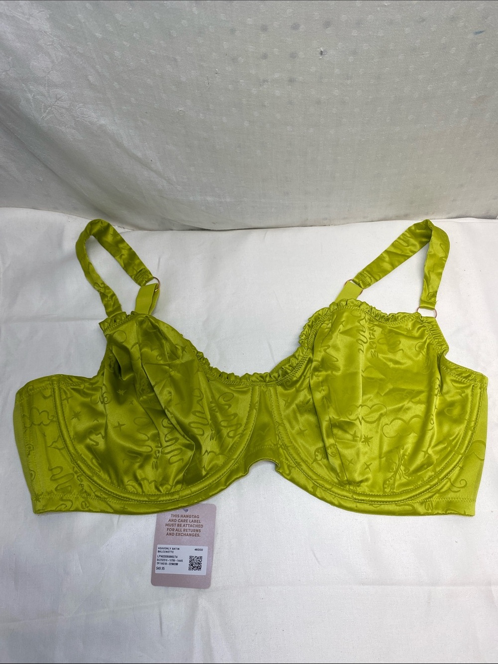 Savage X Fenty Bra 46DDD Heavenly Satin‎ Balconette Green Underwire New W/Damage
